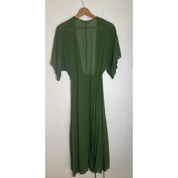 Reformation Karen Midi Wrap Dress in Moss Green XS - NWT - Picture 8 of 8